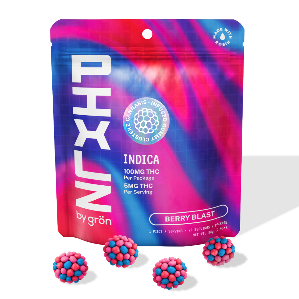 Grön: PIXLZ Indica Berry Blast Gummy Clusters