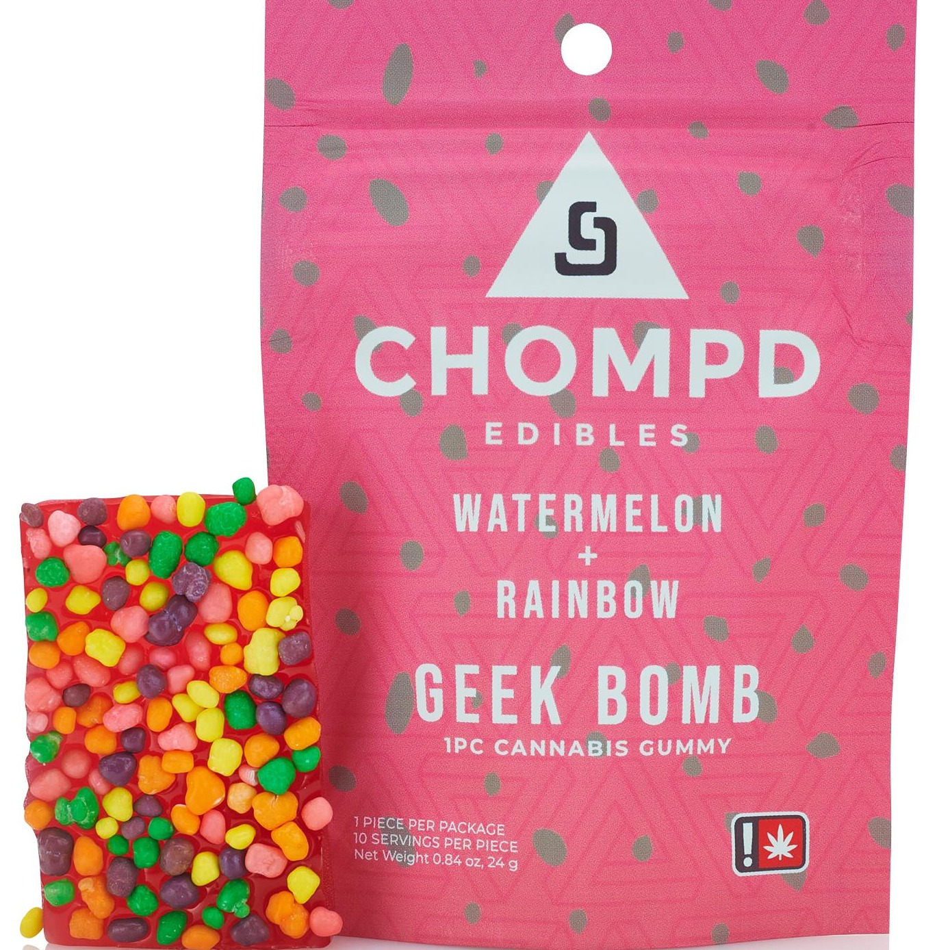 Smokiez Edibles: Chompd - 1pc Rainbow Geek Bombs - Watermelon