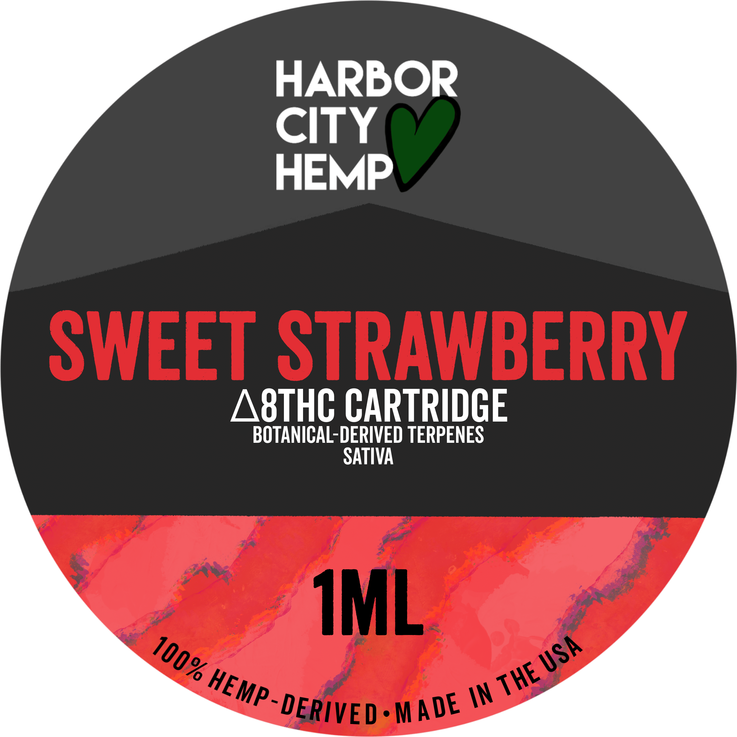 Harbor City Hemp Sweet Strawberry (Sativa) 1ml Delta 8 BDT Cartridge Leafly