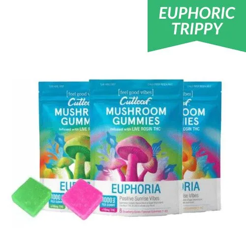 Gold Dragon Kratom: Cutleaf | Euphoria Mushroom Gummies - Sunrise - 1000mg | Leafly
