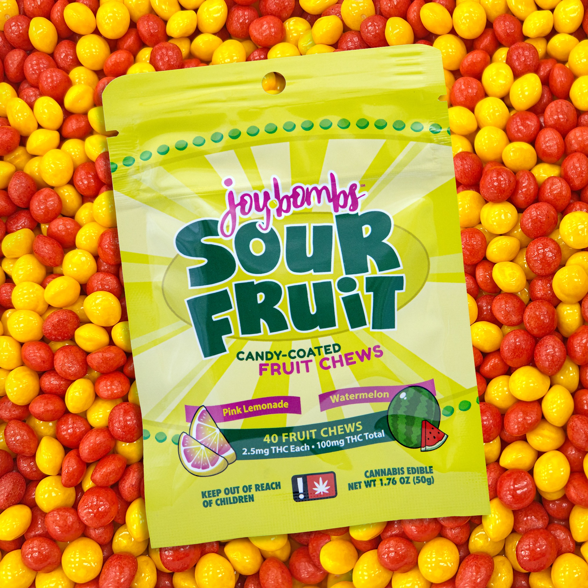 Joy Bombs by Joyibles: Sour Fruit - Candy Coated Fruit Chews