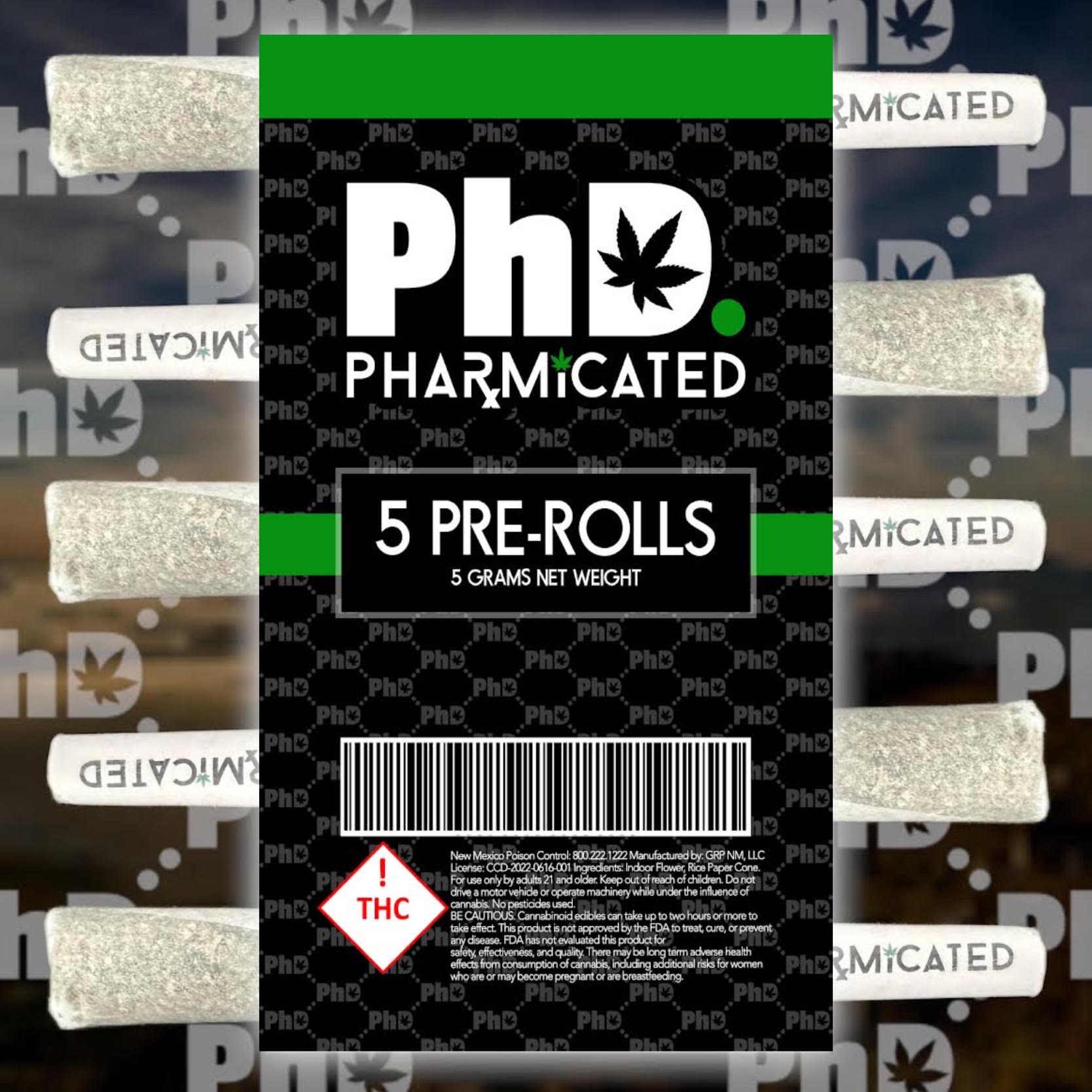 Pharmicated PhD 51g PreRoll Box Peanut Butter Jealousy (H) Leafly