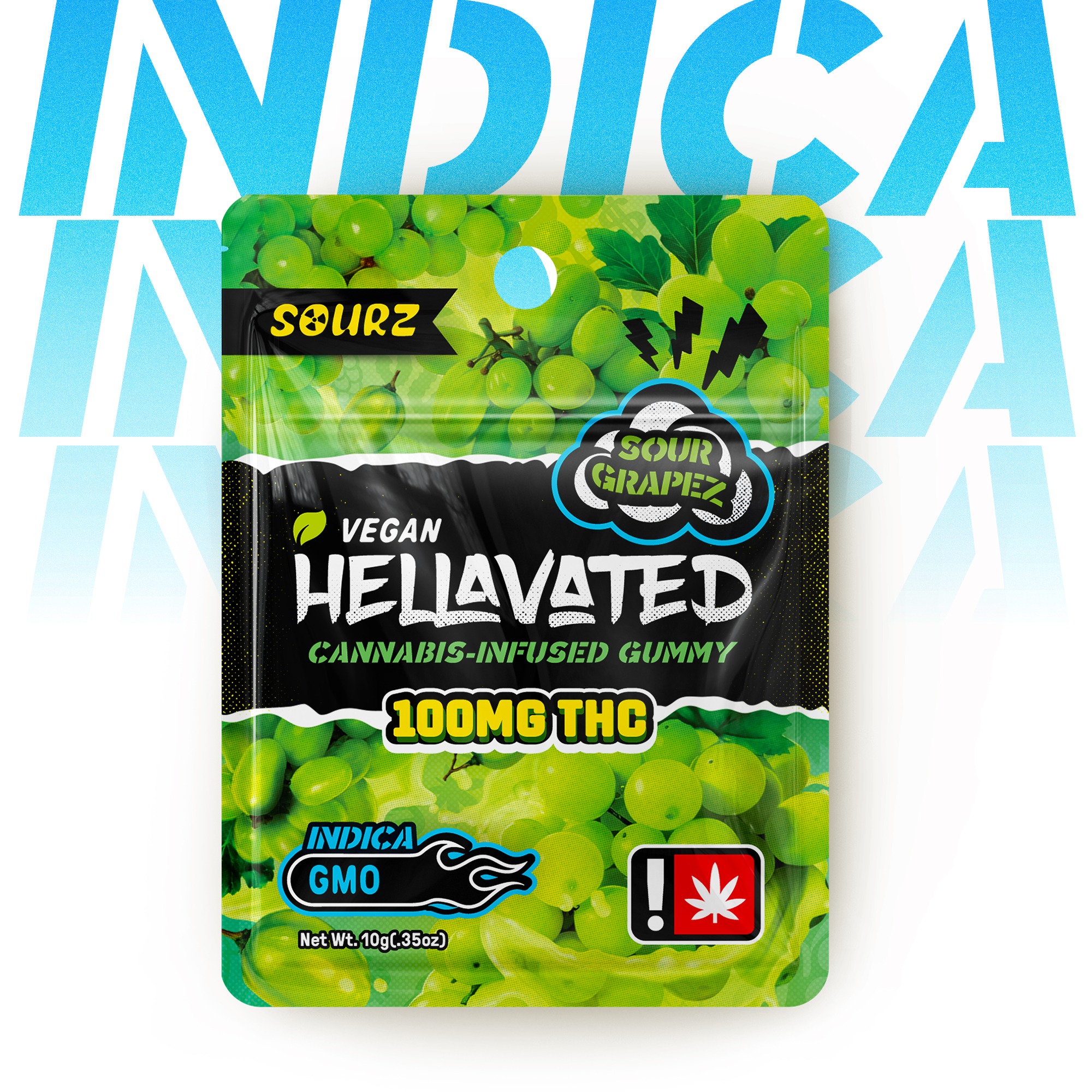 Hellavated: Single Sourz - Sour Grapez ~100mgthc By Hellavated