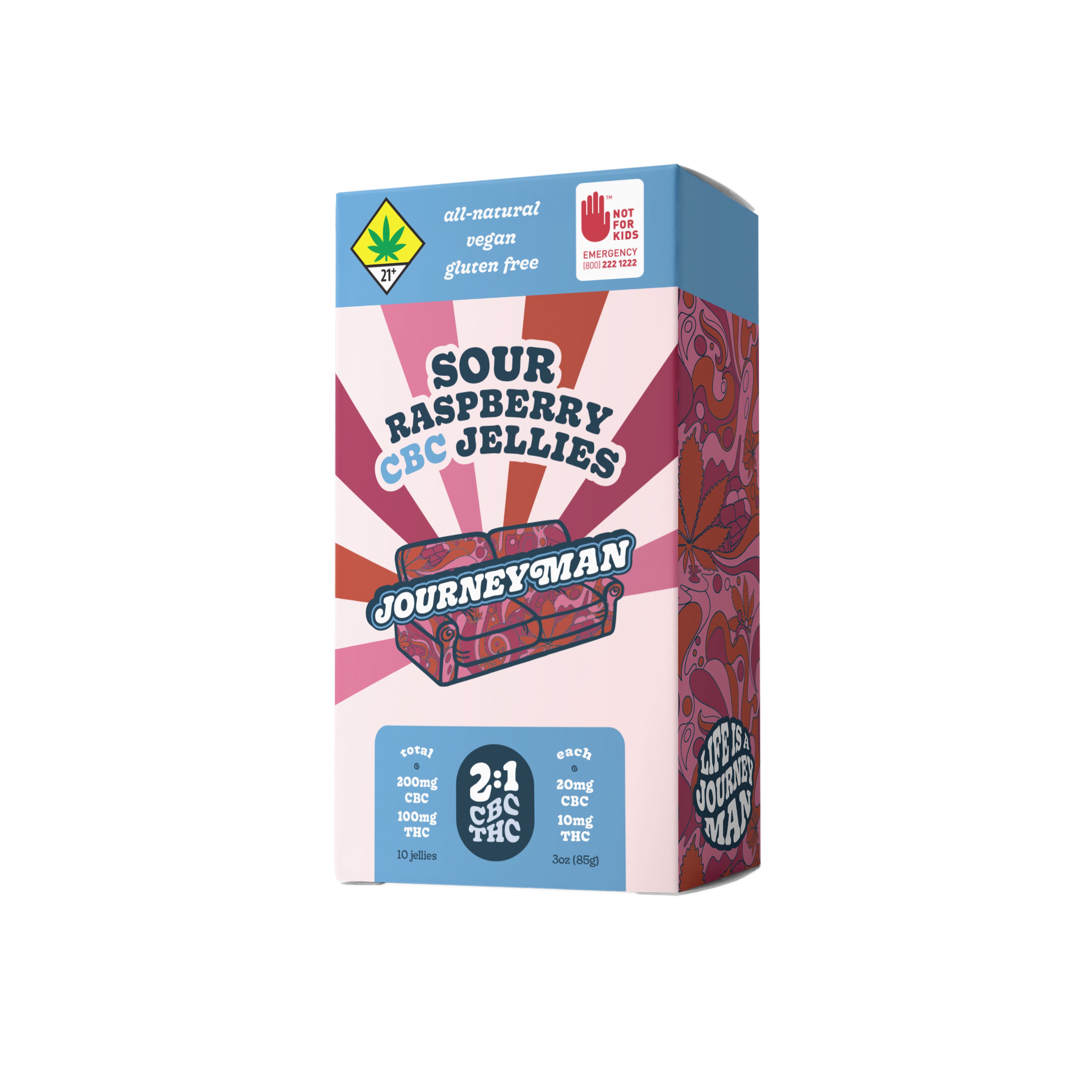 JM Sour Raspberry Jellies 2:1 CBC/THC 10pk