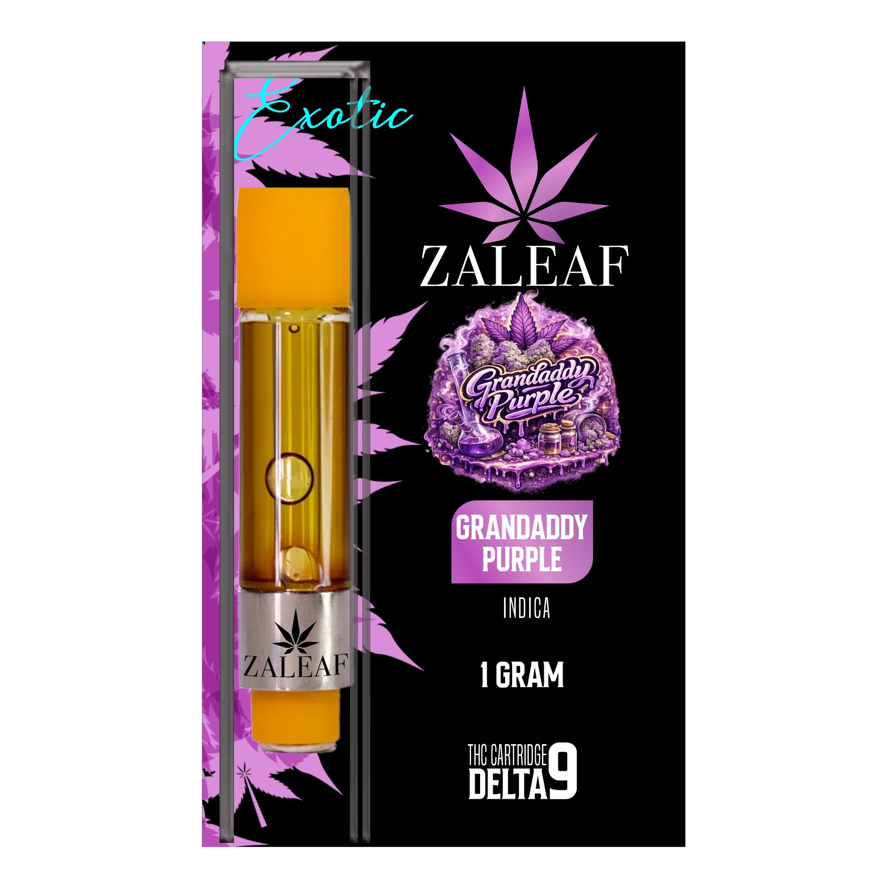 Zaleaf: ZALEAF Delta-9 Vape Cartridge  1G Premium THC Grandaddy Purple -  Indica | Leafly