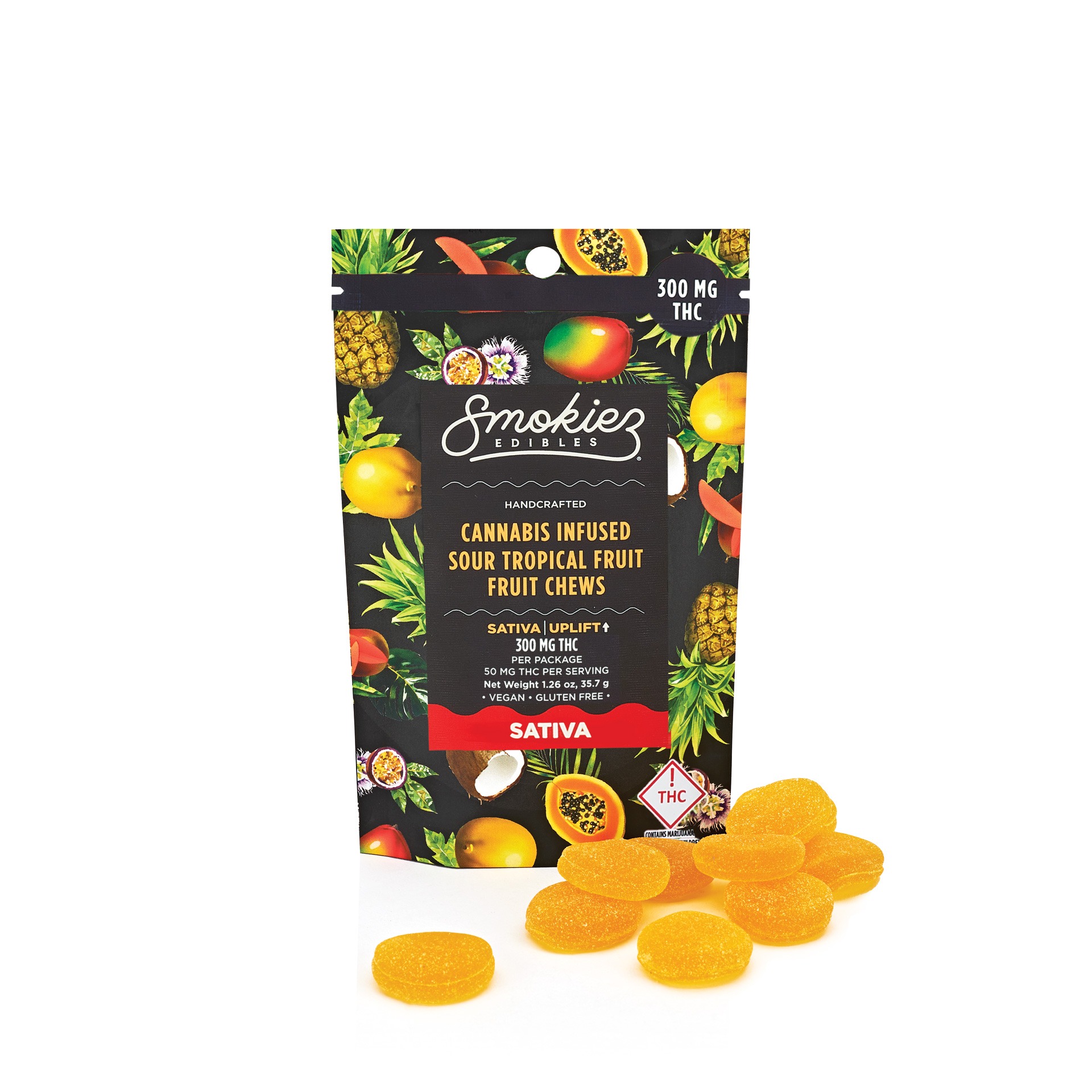 Smokiez Edibles: Sour Tropical Fruit Sativa 300mg THC Fruit Chews - Ohio | Leafly