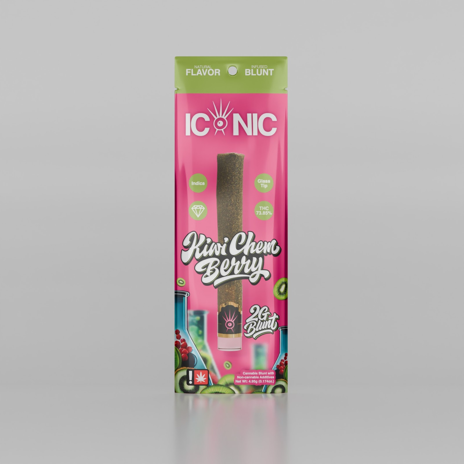 Iconic: Glass Tip Blunt - Kiwi Chem Berry