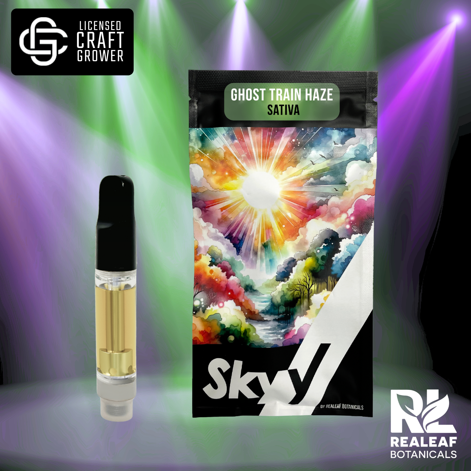 Realeaf Botanicals: "Skyy" Ghost Train Haze Vape Cartridge 2.0g | Leafly