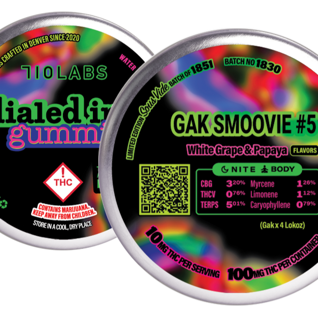 Dialed In... Gummies: Gak Smoovie #5 [Batch #1830] Papaya & White Grape Flavors | 100mg | Leafly
