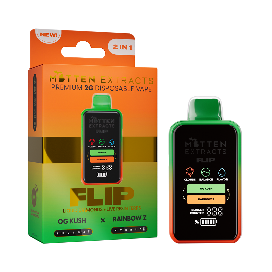 mitten disposable vape Extracts OG Kush X Rainbow Z FLIP 2G boxes of vapes wholesale Choose Flavor:Sweet Matcha Dual Chamber Disposable Vape