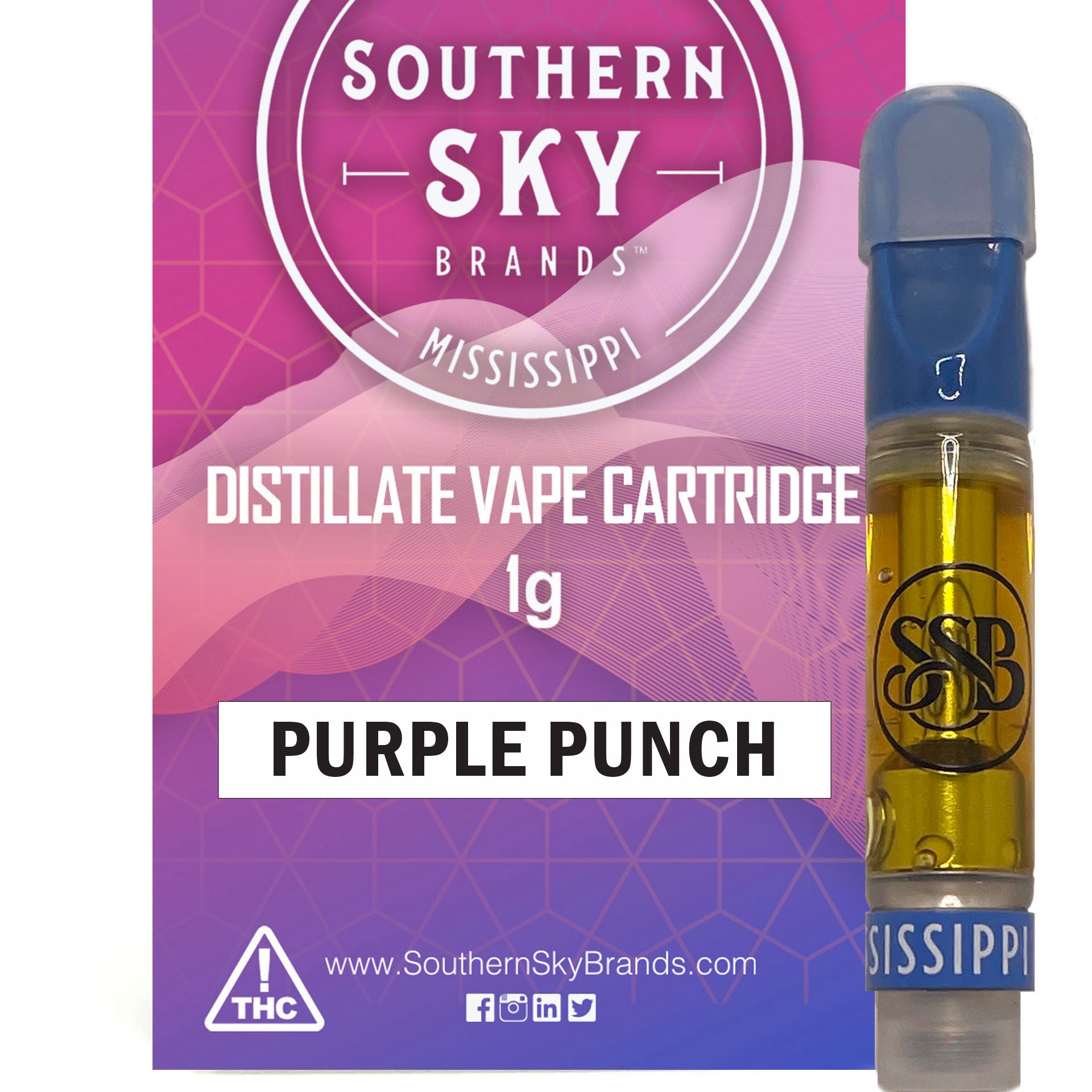 Southern Sky Brands: 1g Purple Punch Vape Cart (60% THC, 25% CBD