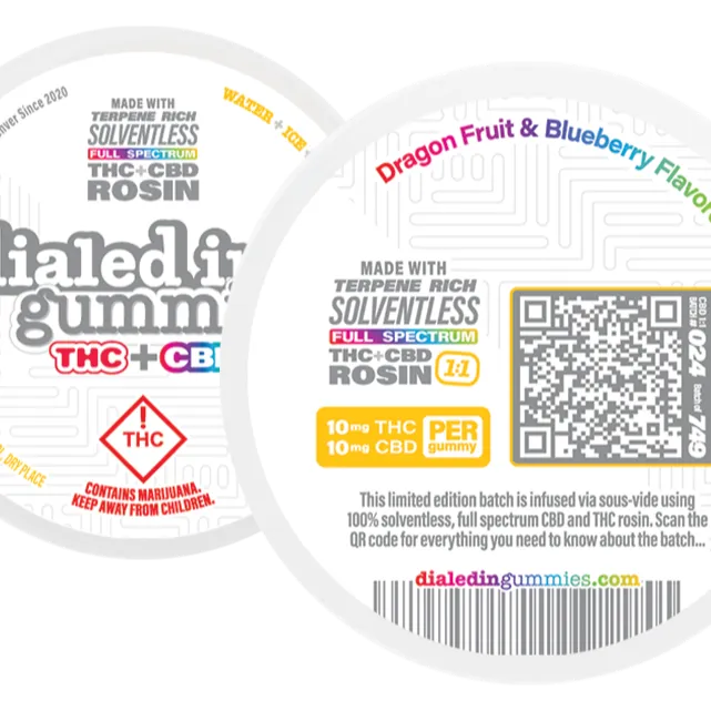 Dialed In... Gummies: THC+CBD 1:1 [Batch #24] Papaya & Watermelon Flavors | 100mg | Leafly