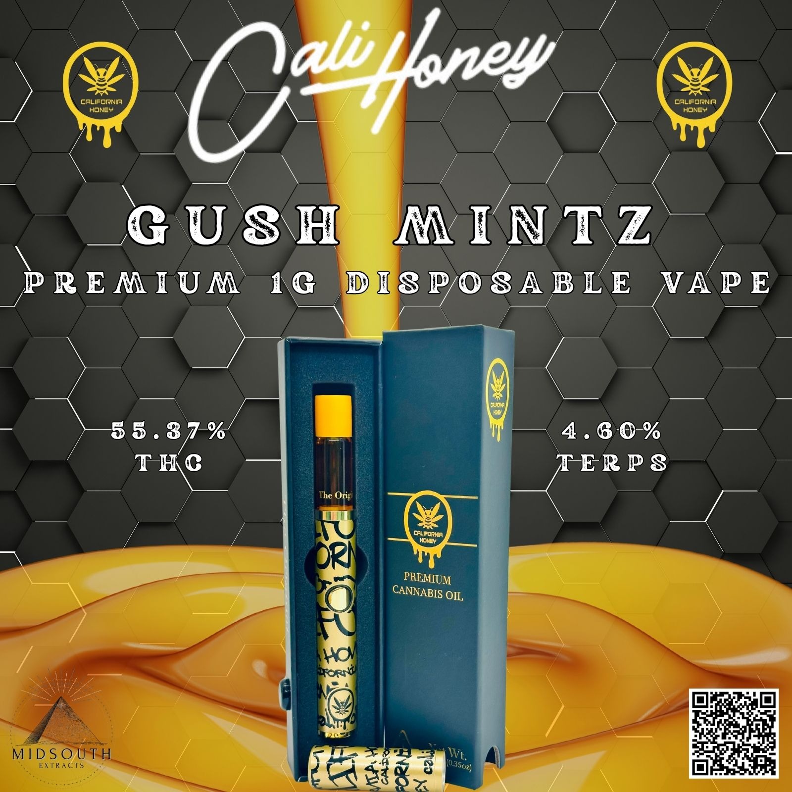 MidSouth Extracts: Gush Mintz - California Honey - Full Spectrum - Disposable  Vape 1g
