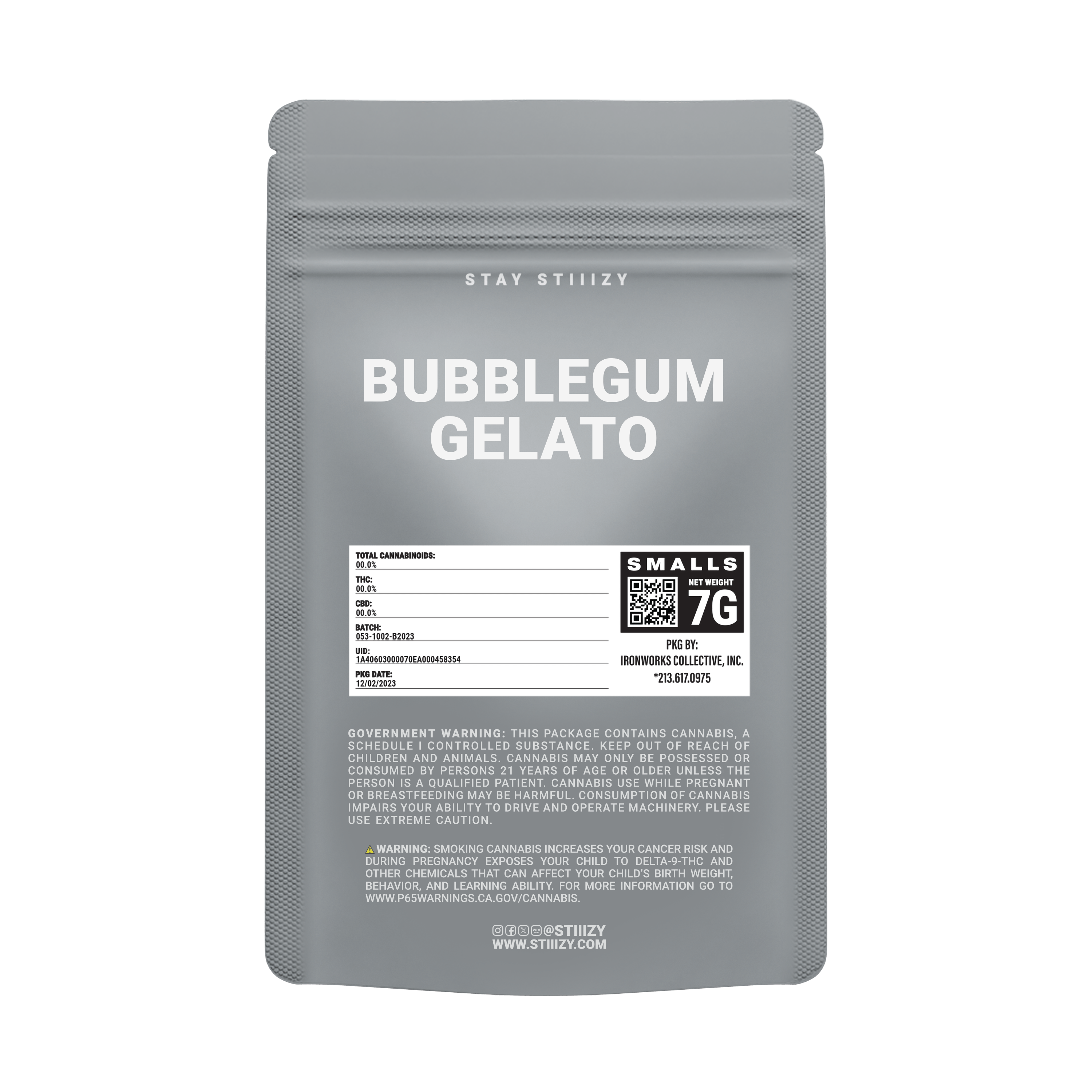 STIIIZY BUBBLEGUM GELATO GREY MYLAR 7G Leafly