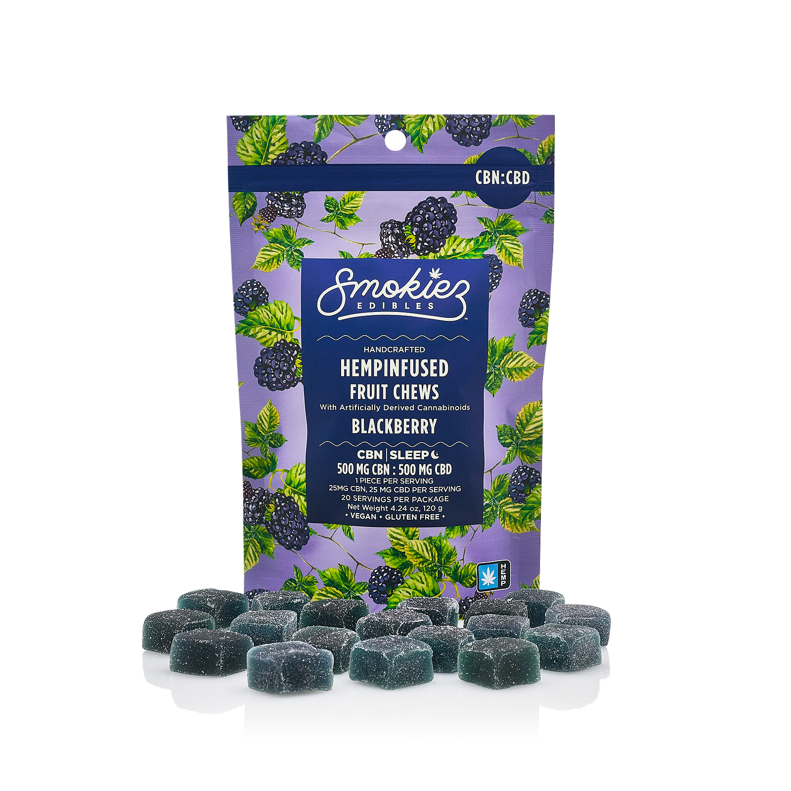 Smokiez Edibles: 20- / Hemp Blackberry Fruit Chews