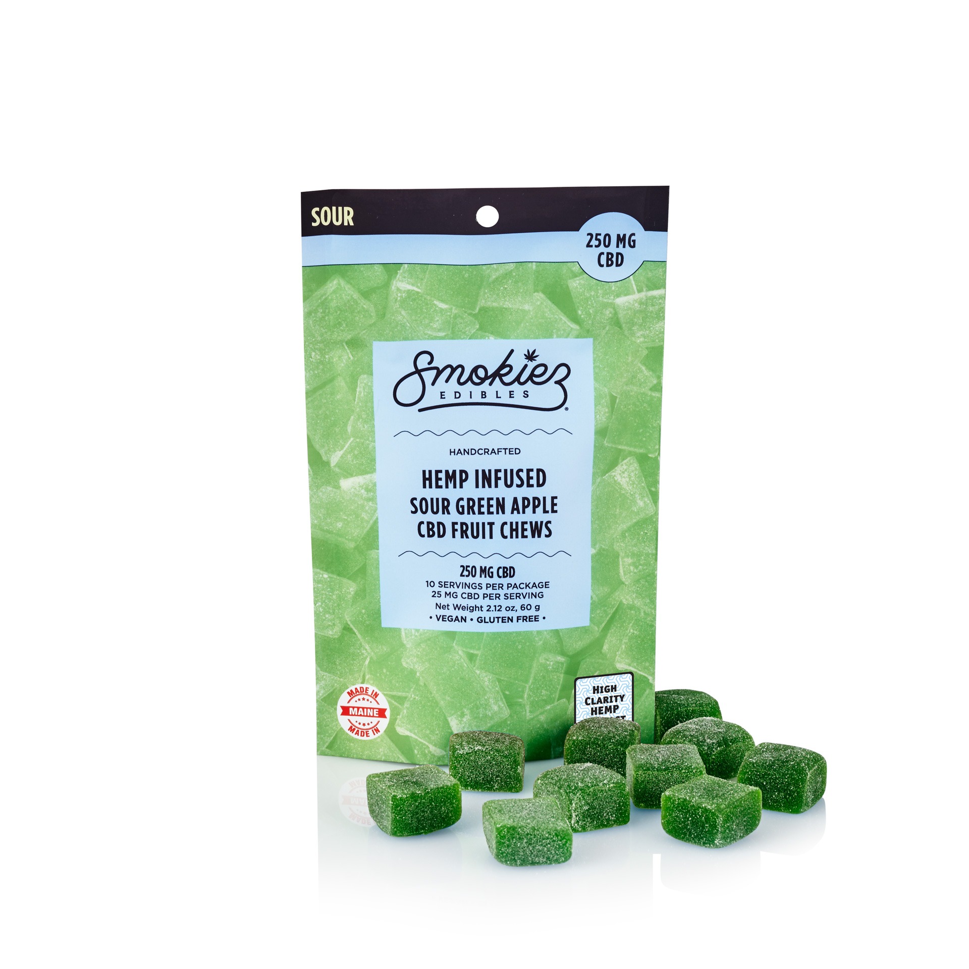 Smokiez Edibles: Sour Green Apple Fruit Chews - 250 mg CBD - Maine | Leafly