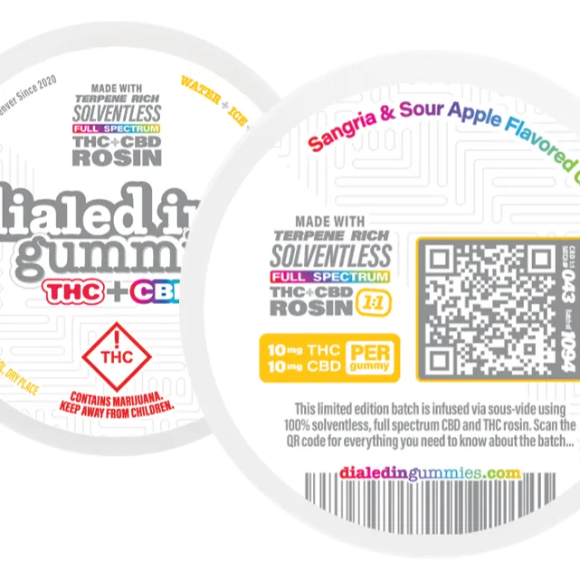 Dialed In... Gummies: THC+CBD 1:1 [Batch #43] Papaya & Tropical Punch Flavors | 100mg | Leafly