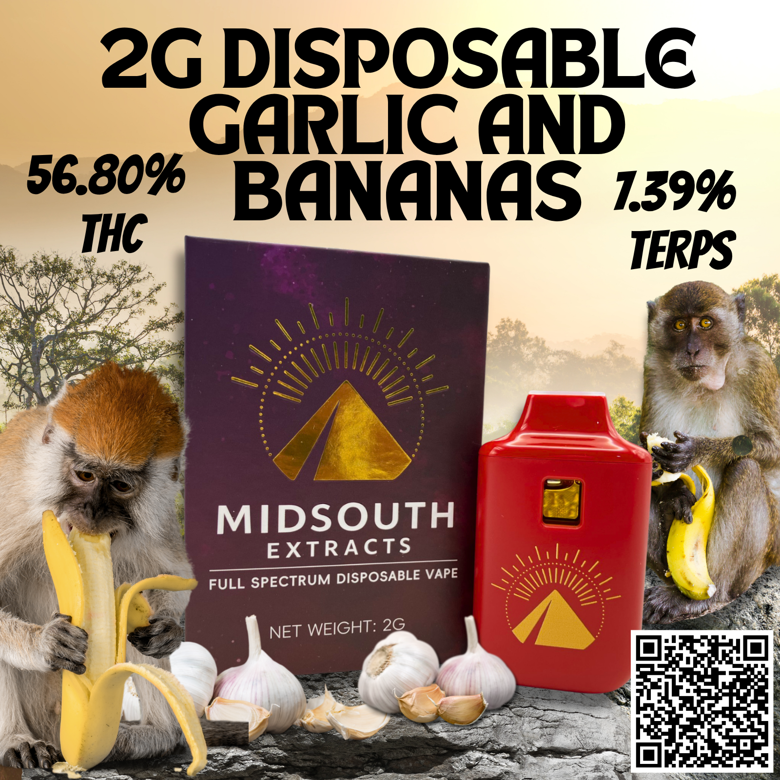 MidSouth Extracts: 2g Disposable - Garlic and Bananas