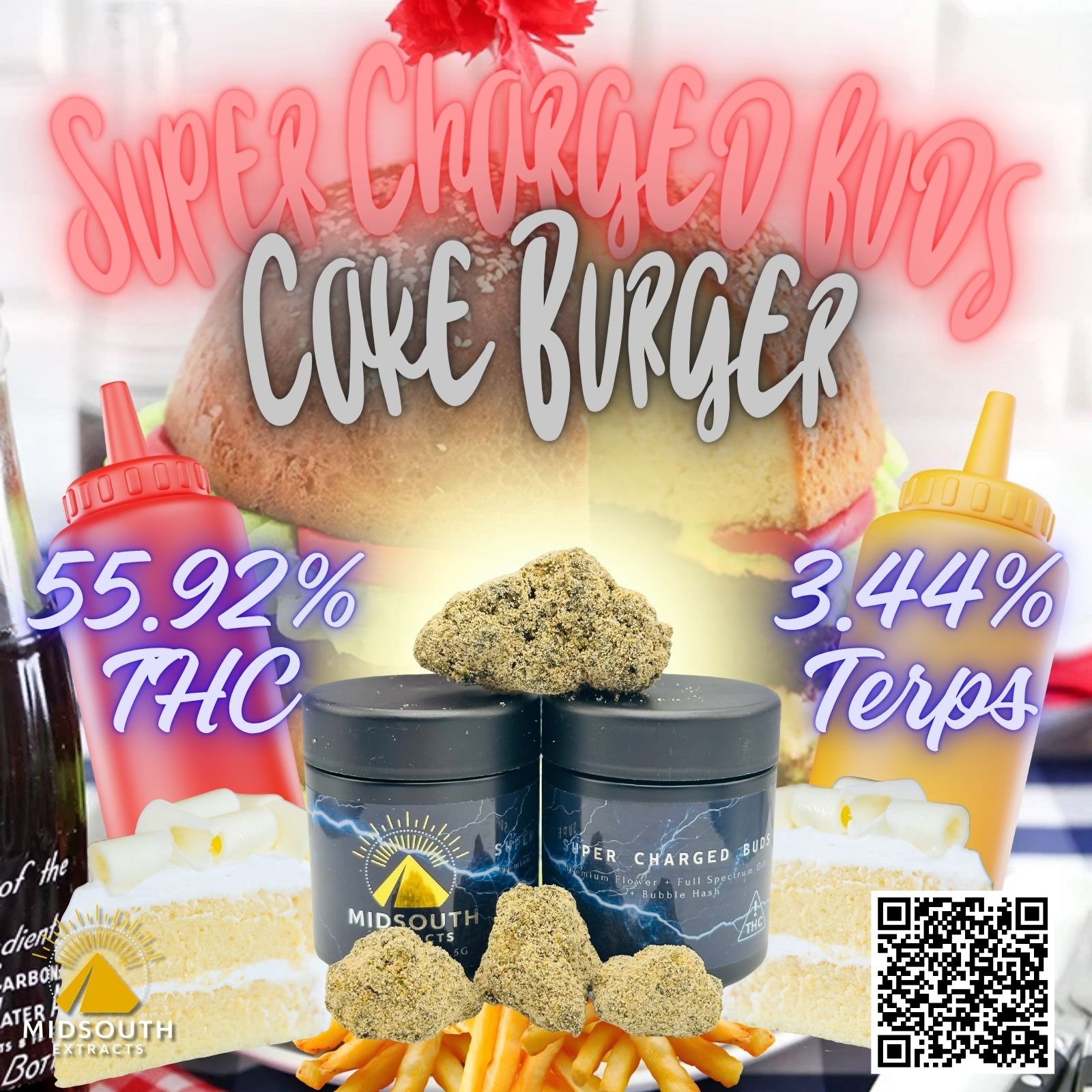 MidSouth Extracts: 3.5g Super Charged Buds - Cake Burger