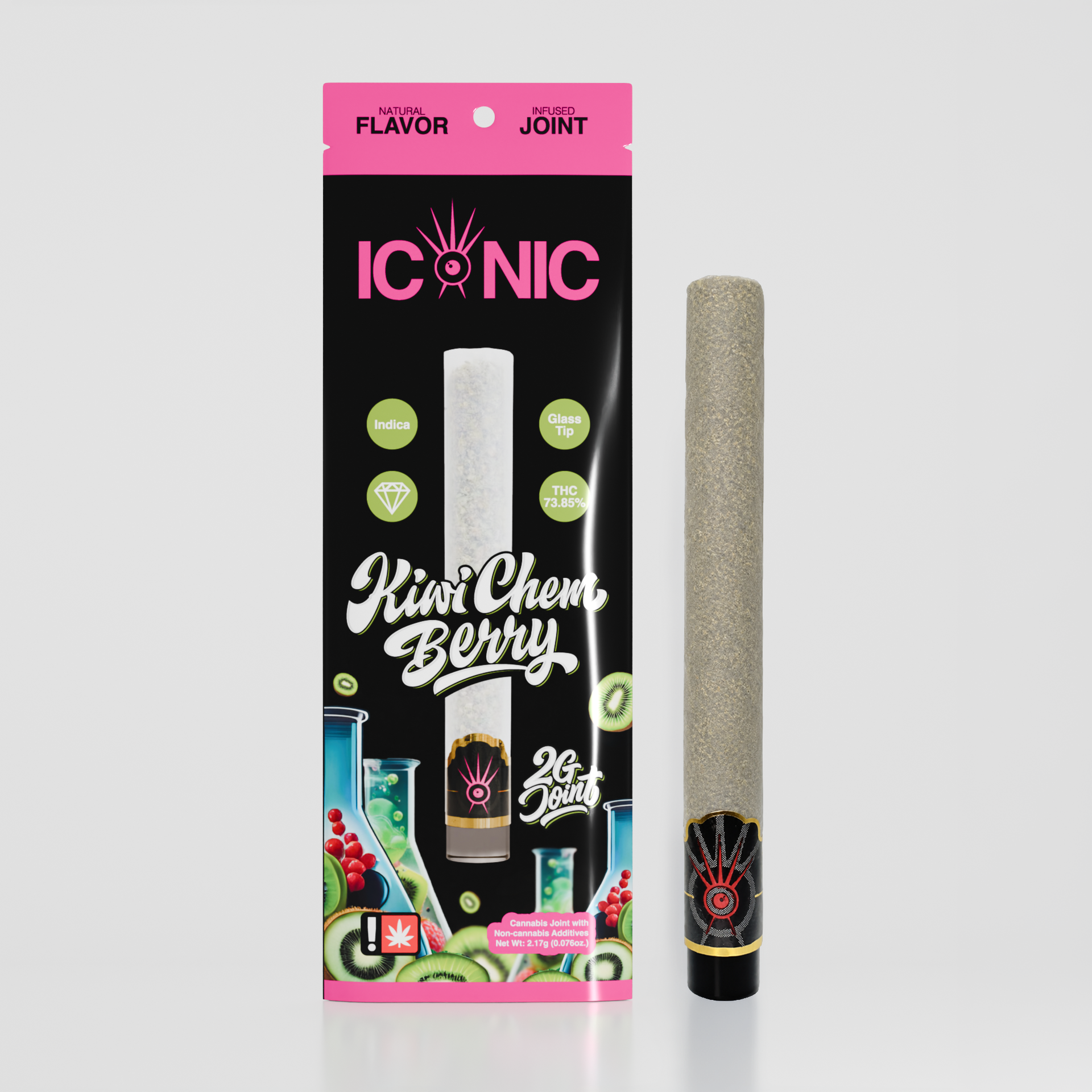 Iconic: Flavors Glass Tip - Kiwi Chem Berry