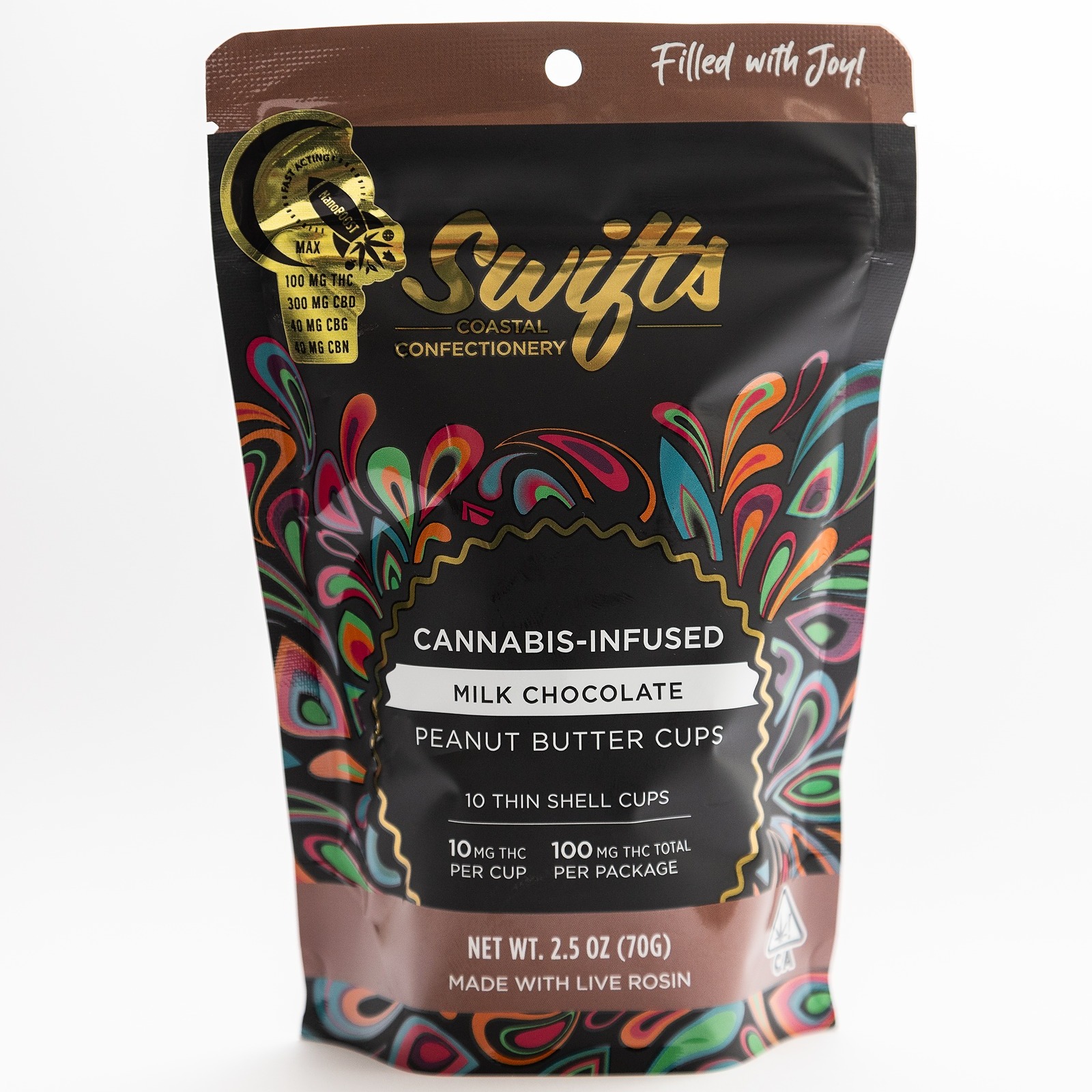 Swifts Coastal Confectionery Milk Chocolate Peanut Butter Cups (Sativa) 100mg 10pack Leafly