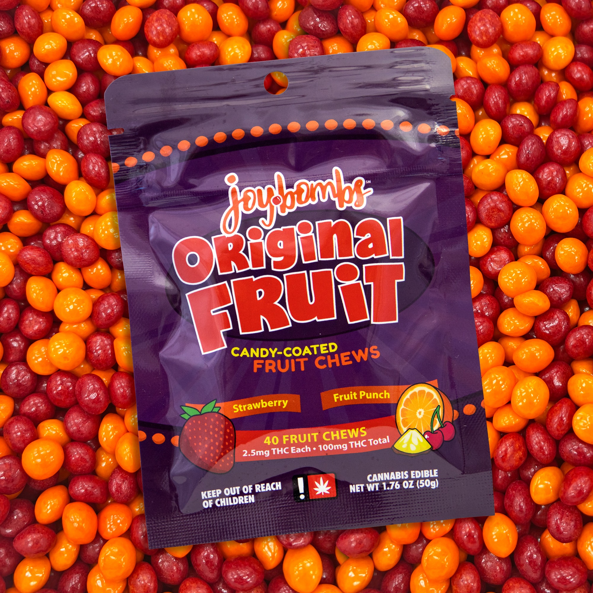 Joy Bombs by Joyibles: Original Fruit - Candy Coated Fruit Chews