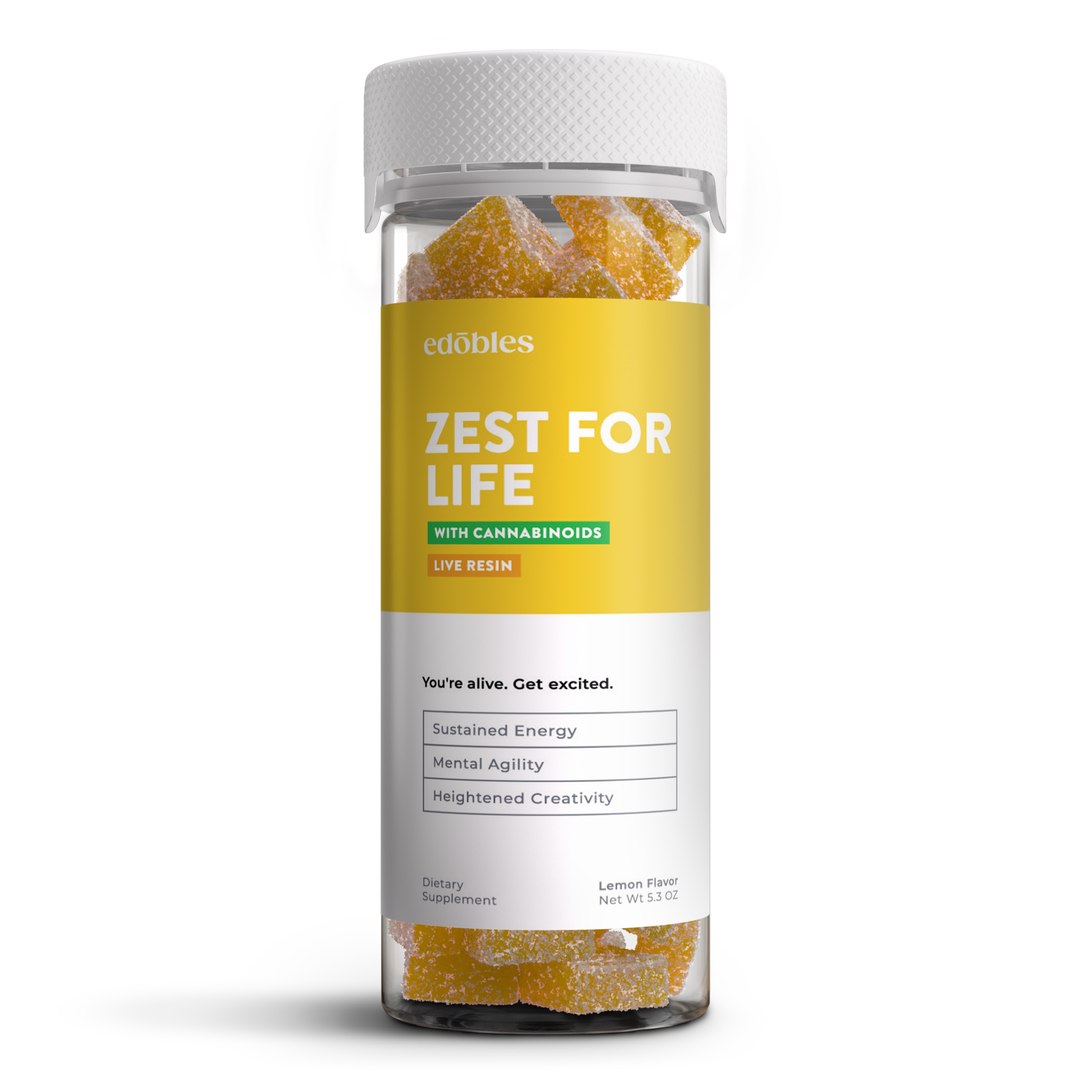 Edobles: Zest for Life Gummies - D8, Live Resin | Leafly