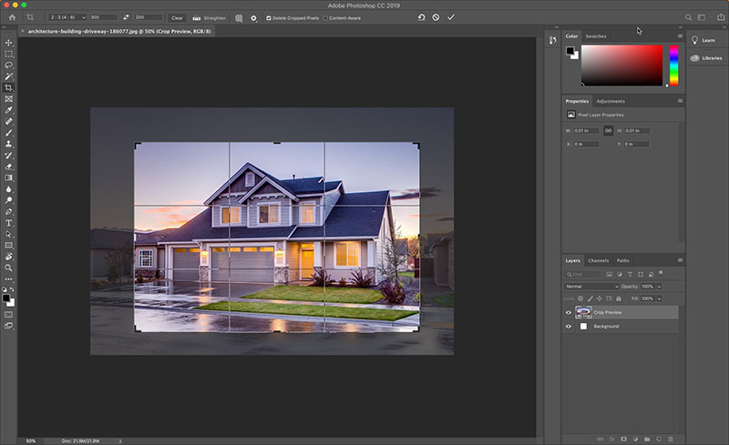 Crop images with Photoshop