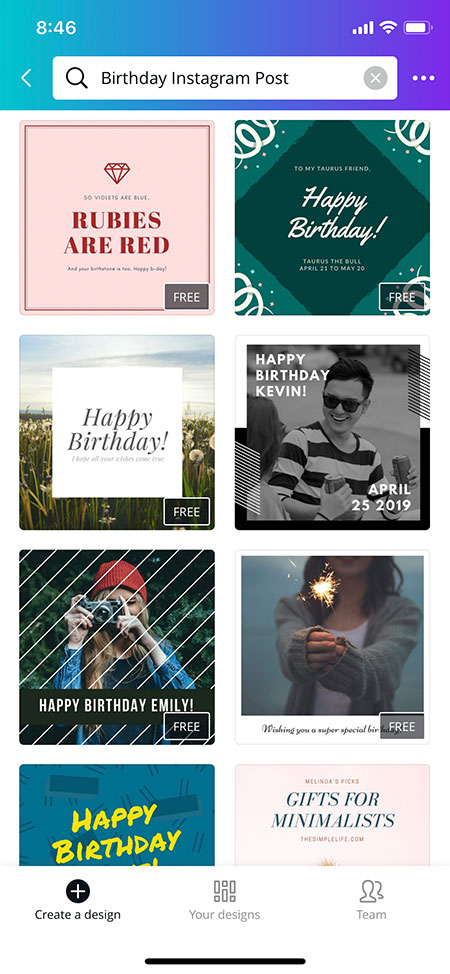 Canva's iPhone app