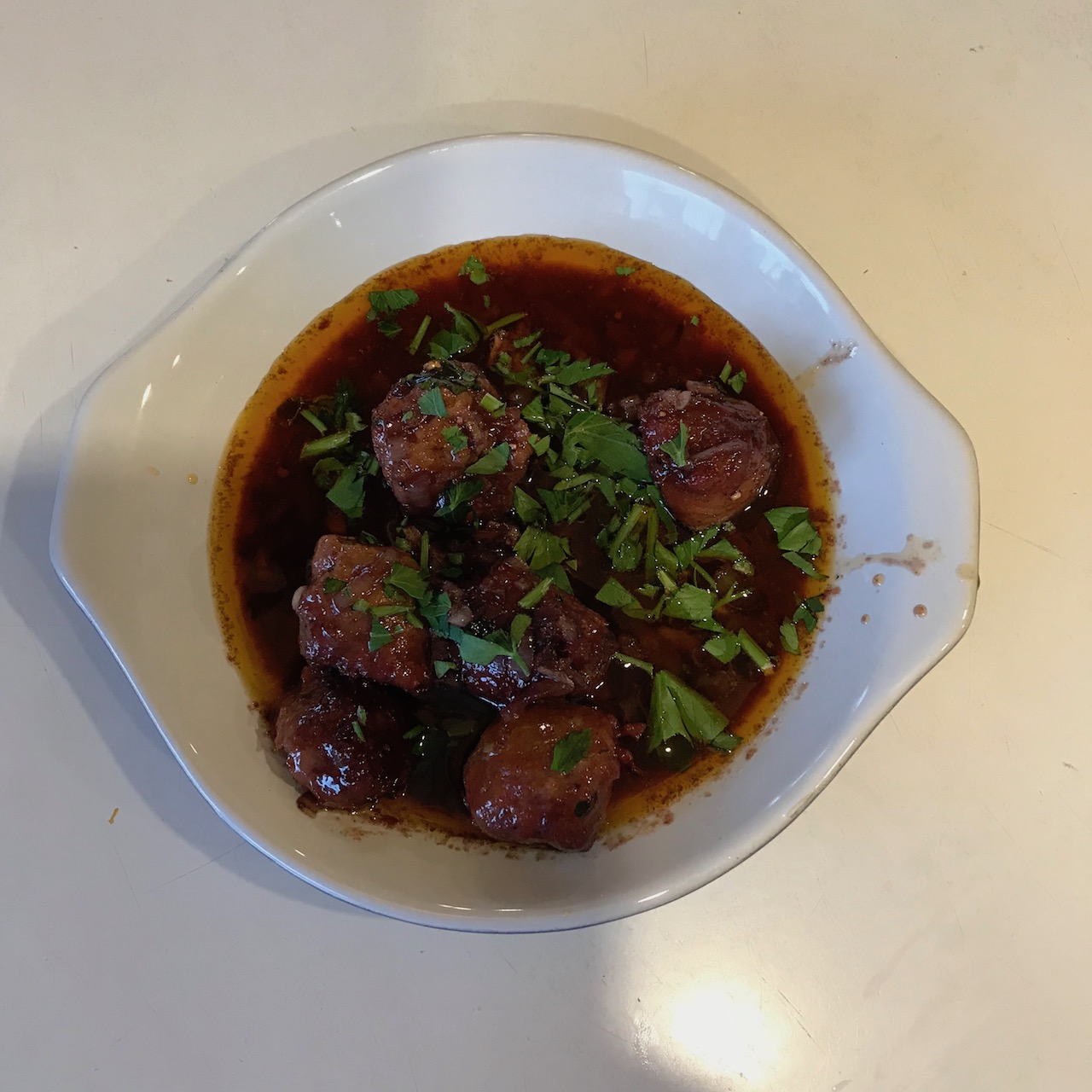 chorizo-in-wine.jpg Red wine glazed Chorizo bites