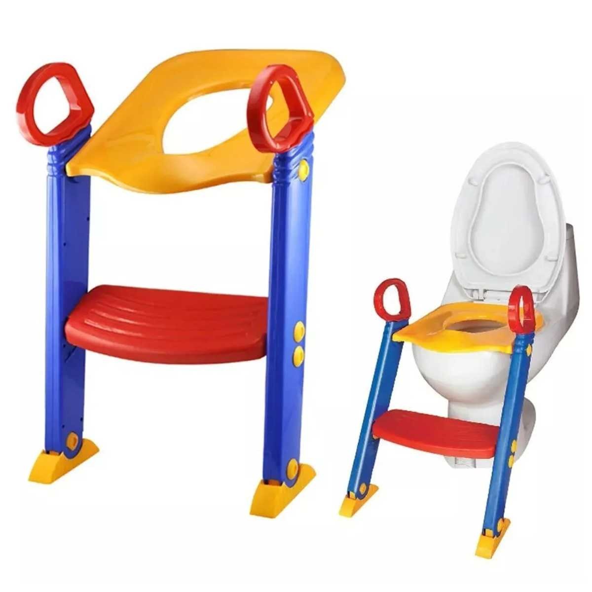 Child toilet seat with step