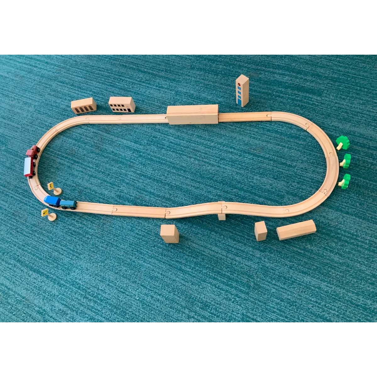 Wooden Train Set With Tunnel