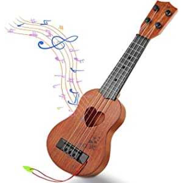 Kids Toy Musical Ukulele Guitar Classical Instrument with 4 Adjustable Strings Mini Guitar for Skill Improving Kids Play Early Educational Pre School Children