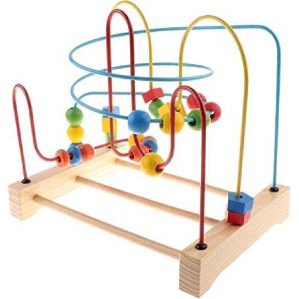 Fenteer Wooden Roller Coaster Bead Maze Activity Cube Baby Classic Developmental Toy