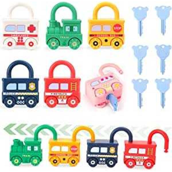 Lock and Key Toy - Montessori Toys for 1 2 3 4 5 Years Old Interesting Toddler Toy Padlock Car Games Fine Motor Skills Travel Games for Toddlers Boys Girls