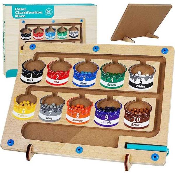 Magnetic Color Sorting Board, Montessori Wooden Toys,
