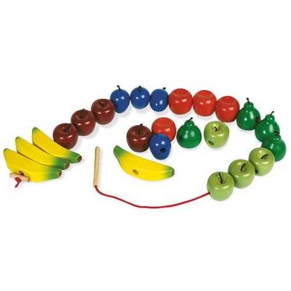 Threading wooden Fruits