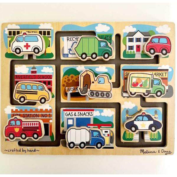 Sliding Maze Wood Puzzle Vehicles Toy Hand Crafted BGS