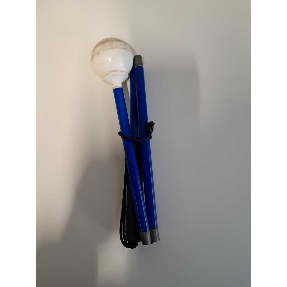 70cm Folding Blue Cane with Rubber Grip and Roller Tip