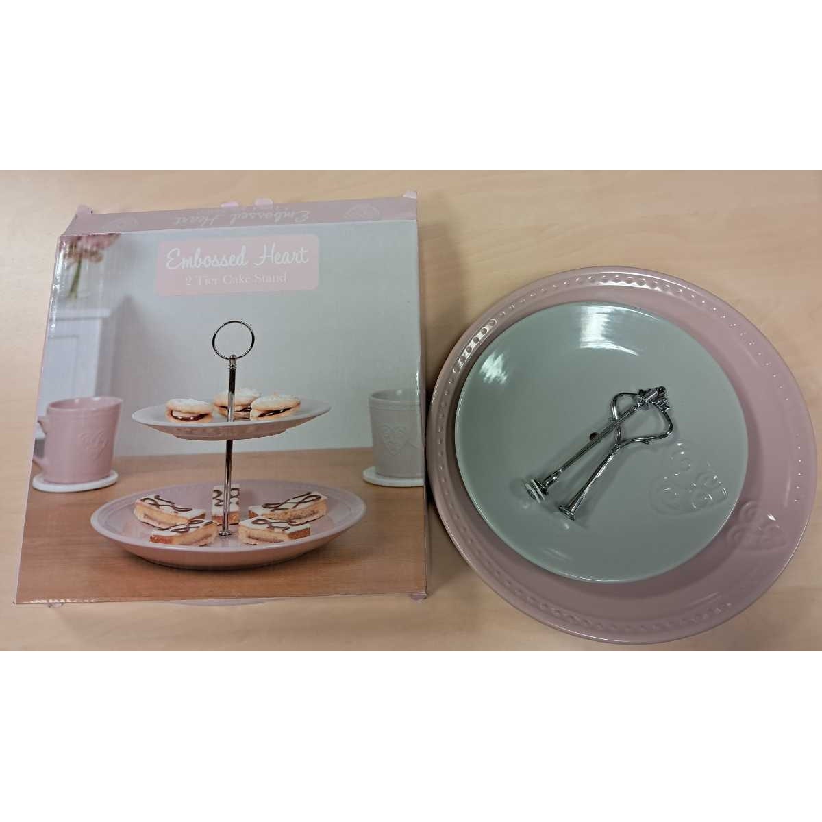 Two Tier Cake Stand (Embossed Heart)