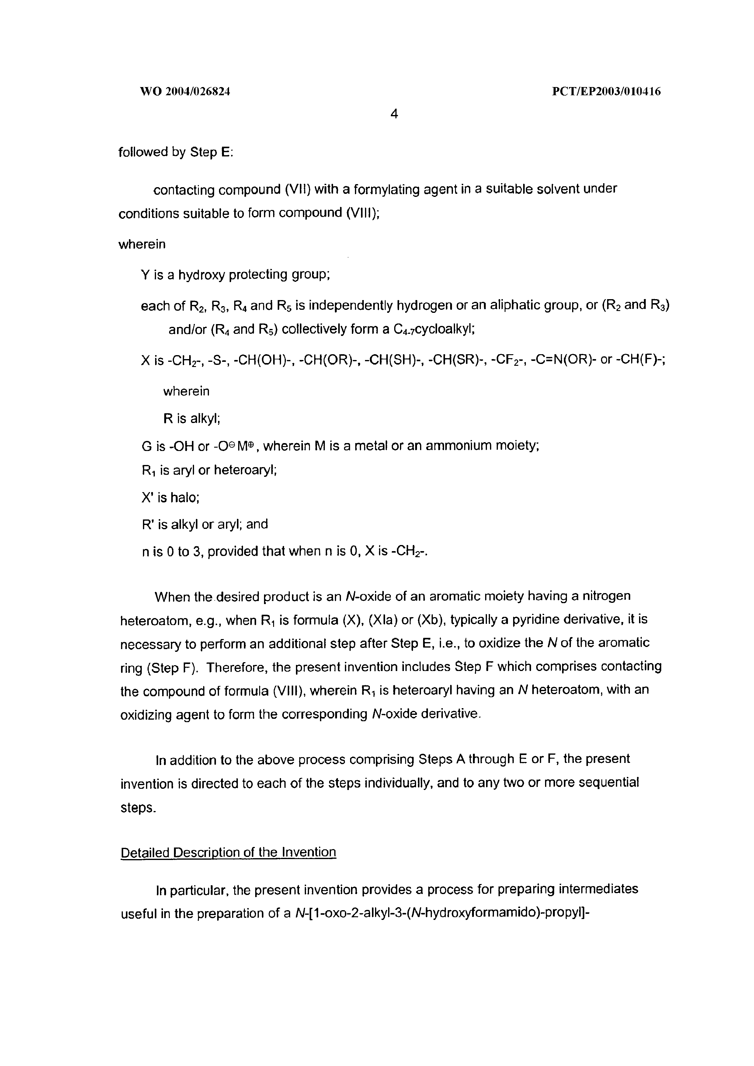 au 2003 273404 a1 process for preparing intermediates the lens form x pct
