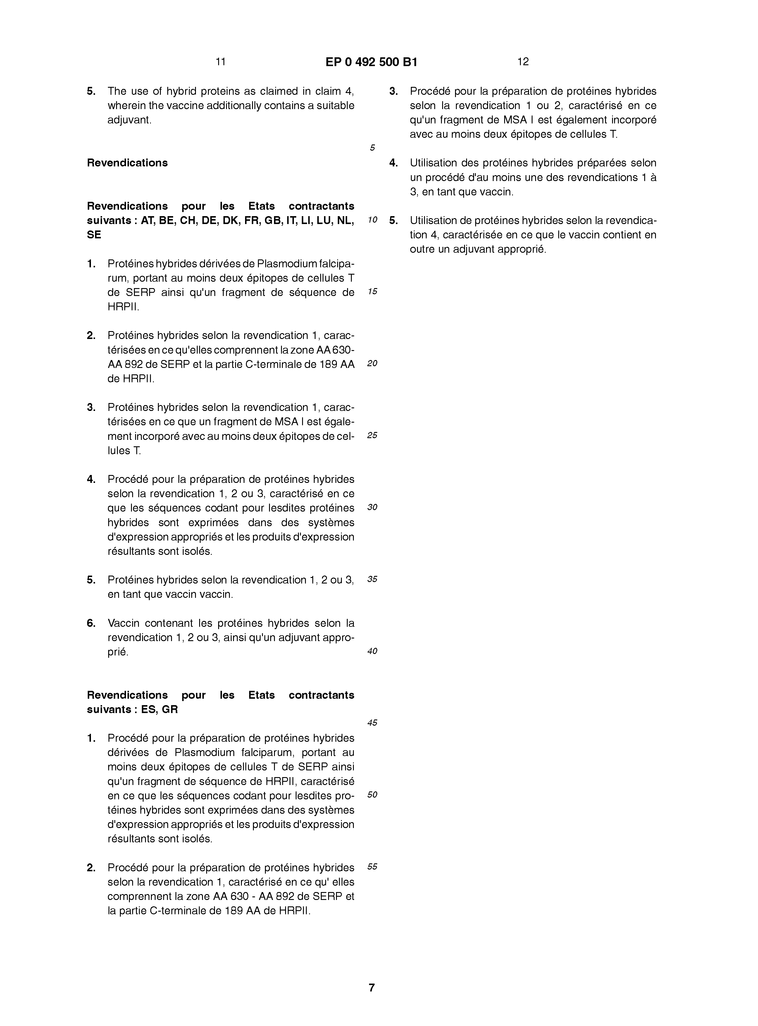 Ep 0492500 B1 Protecting Plasmodium Falciparum Hybrid
