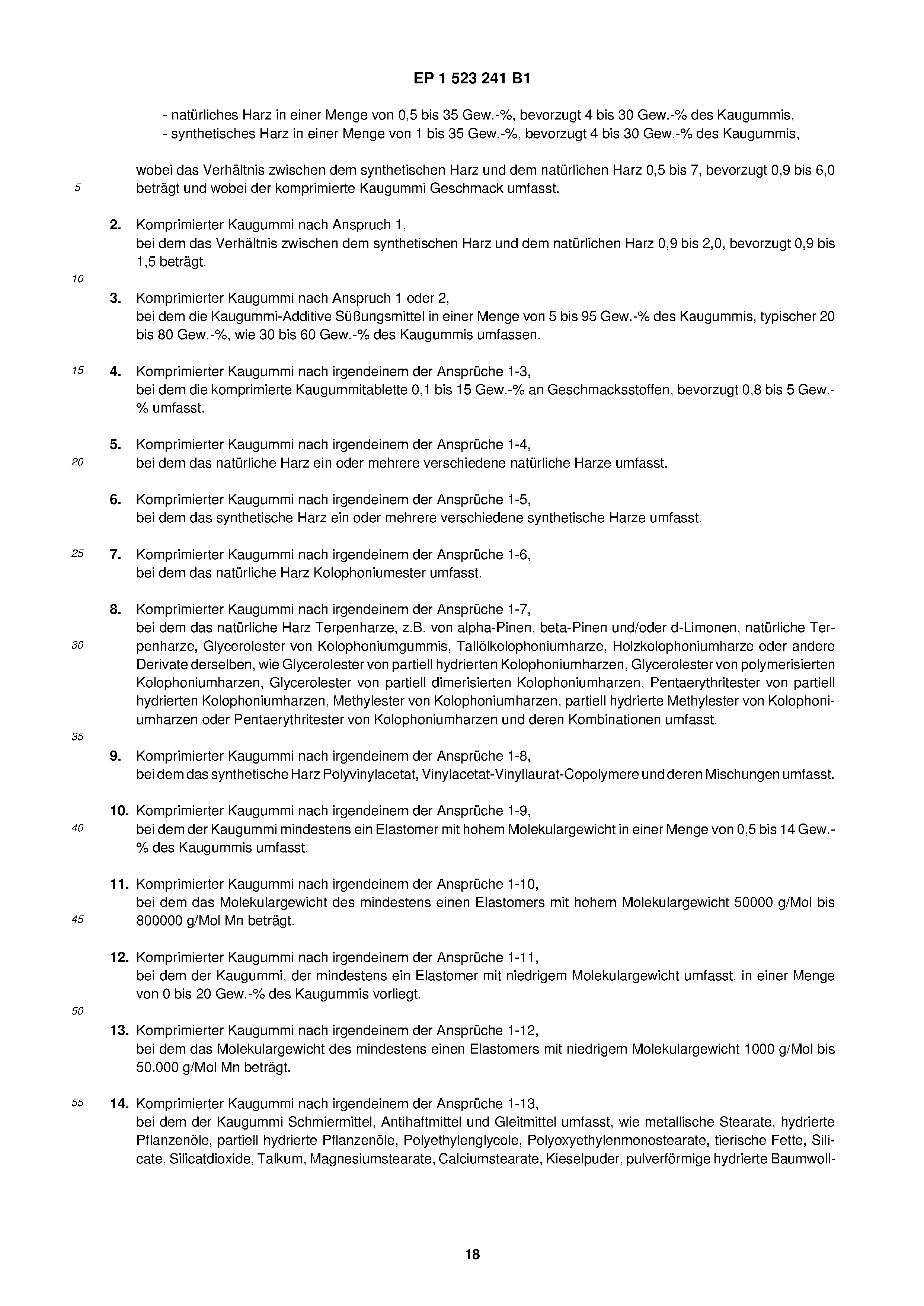 Dk 1523241 t3 resinmodereret komprimat tyggegummi the lens ... Thorengaard