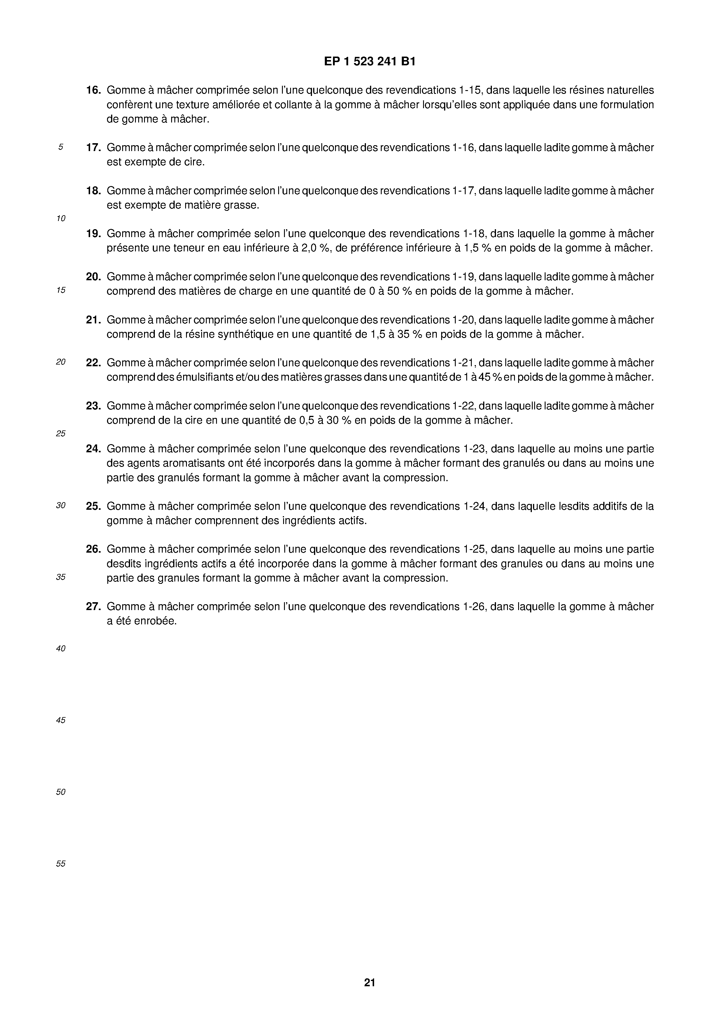 Dk 1523241 t3 resinmodereret komprimat tyggegummi the lens ... Thorengaard