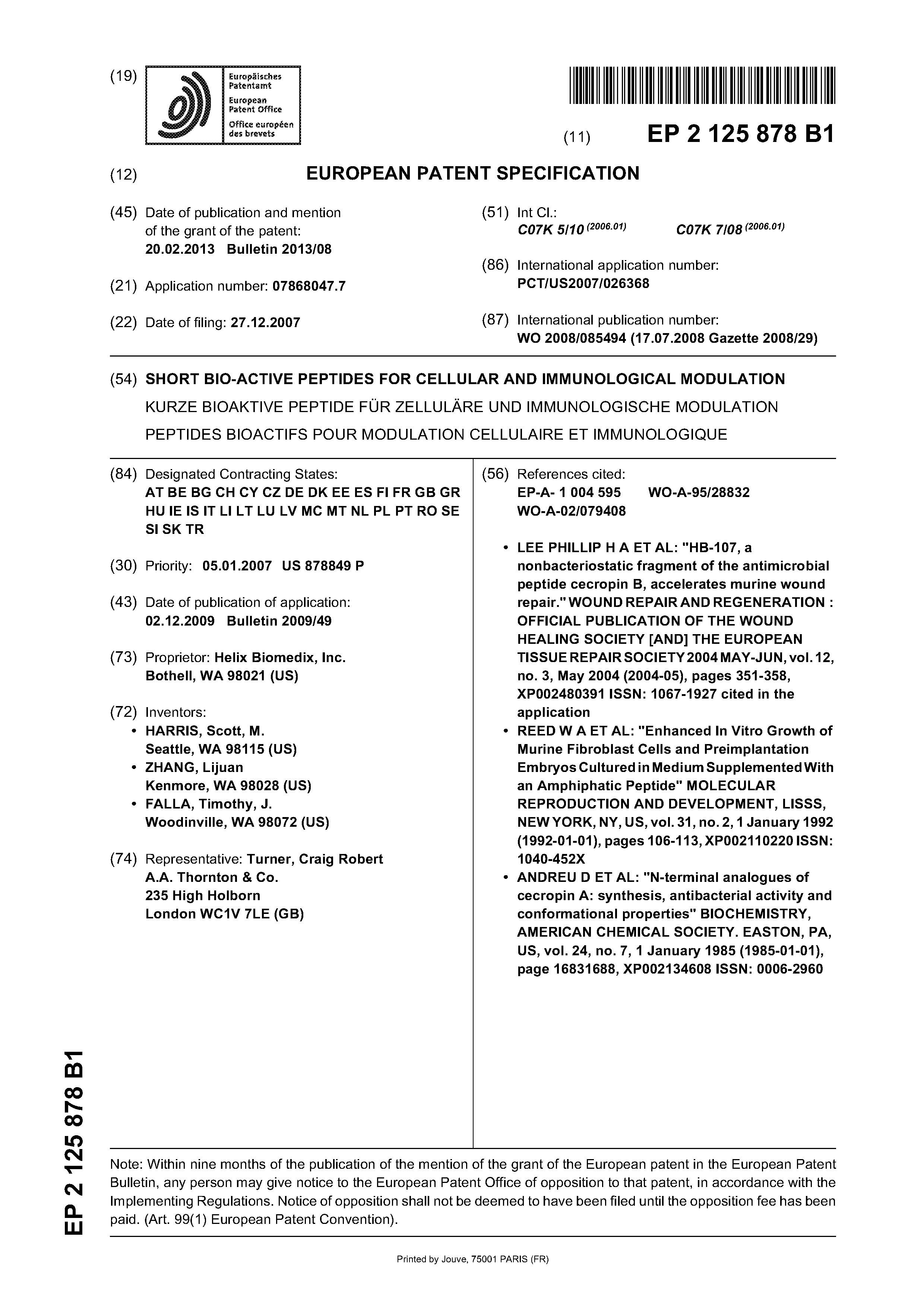 Immunologically Active Peptides