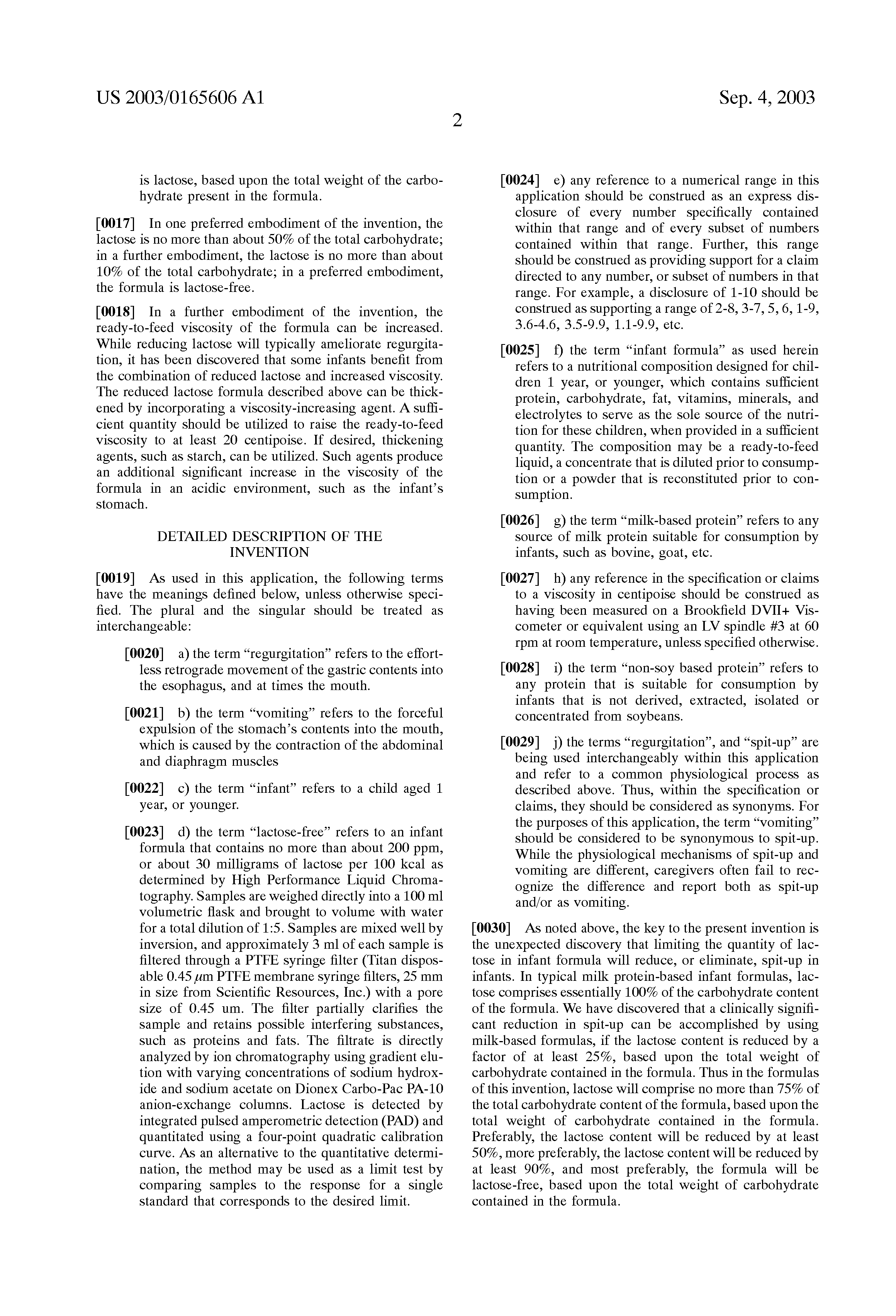 Us 2003 0165606 A1 Anti Regurgitation Formula And Uses Thereof