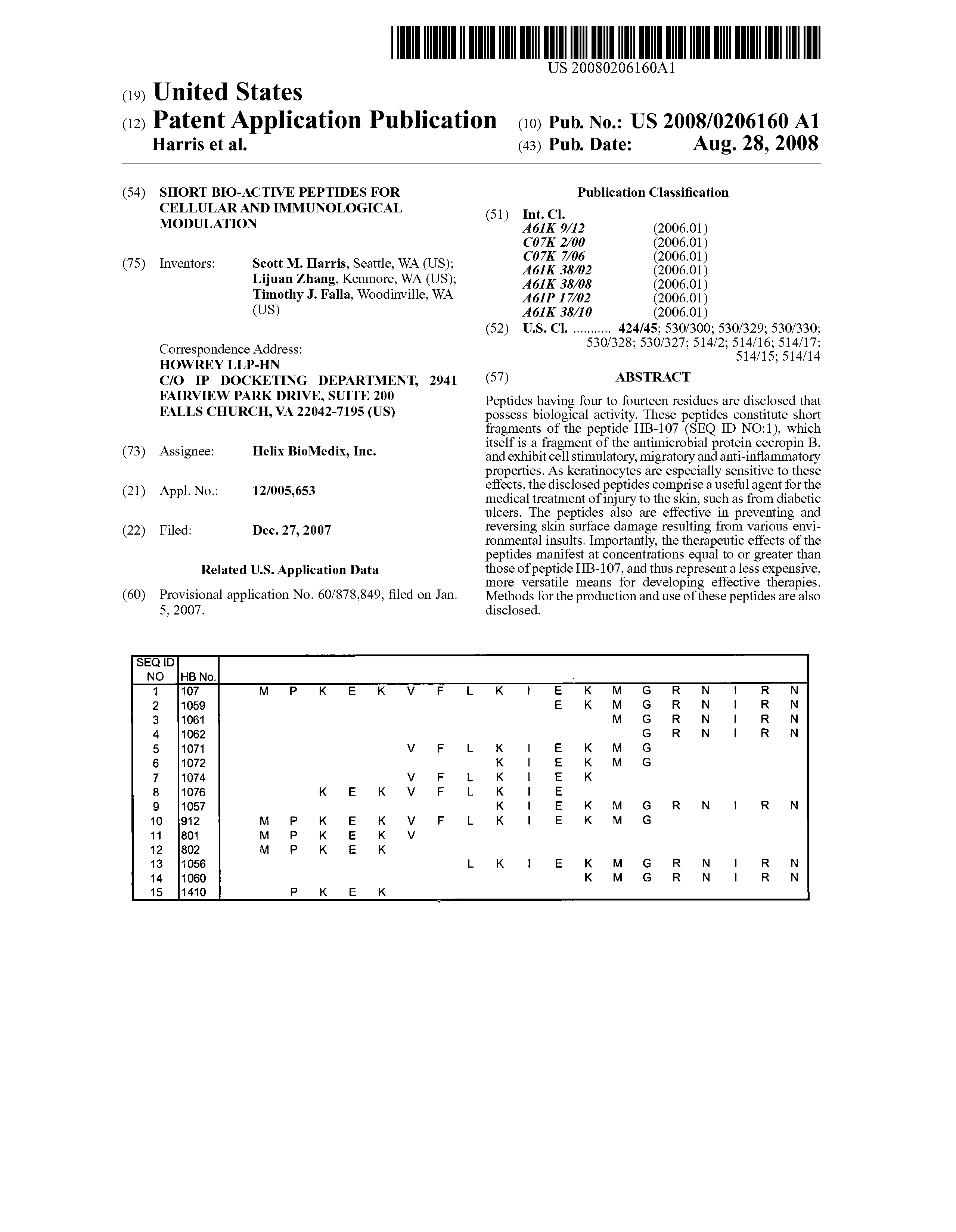 Immunologically Active Peptides
