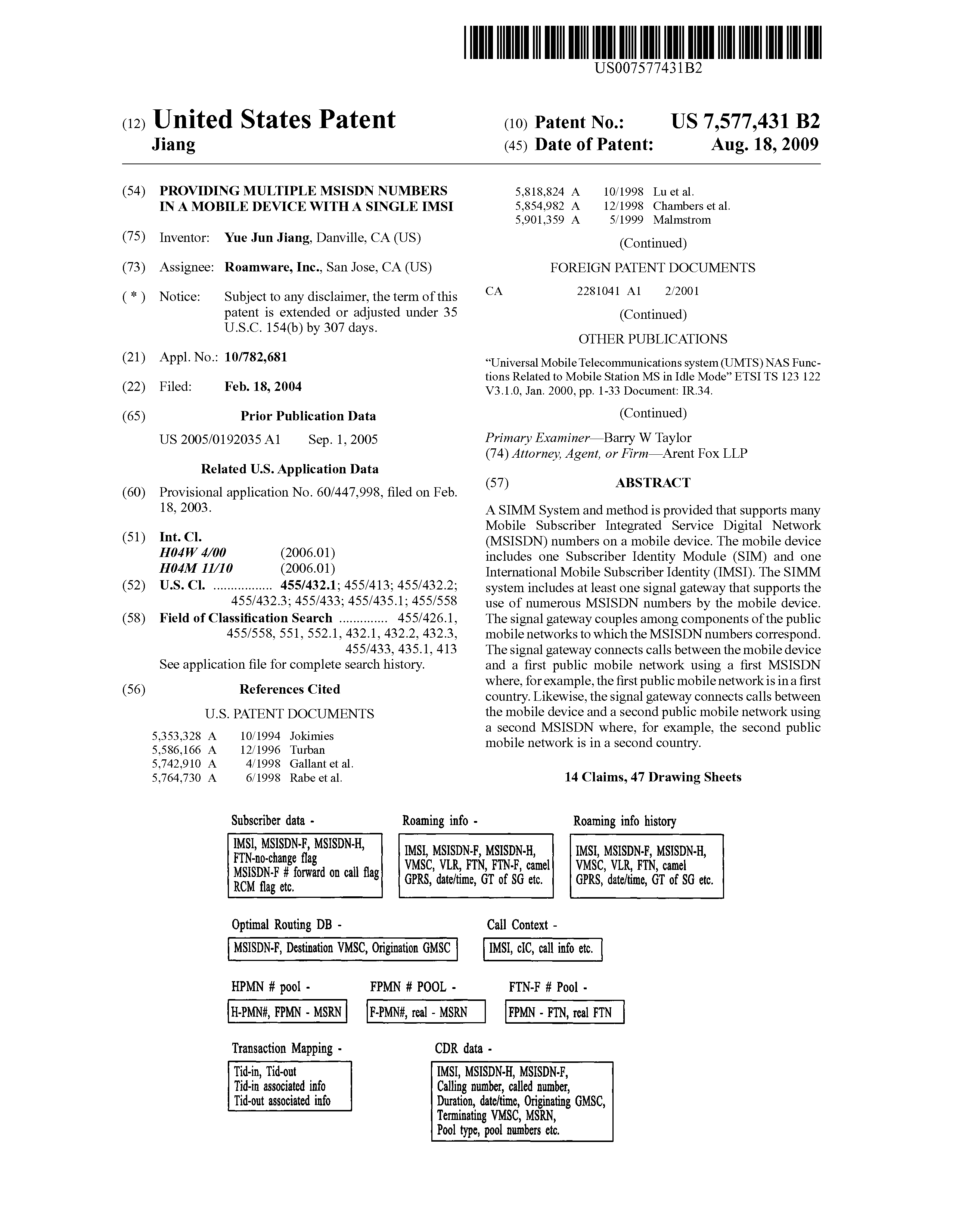 us 7577431 b2 providing multiple msisdn numbers in a mobile device united states mobile numbers