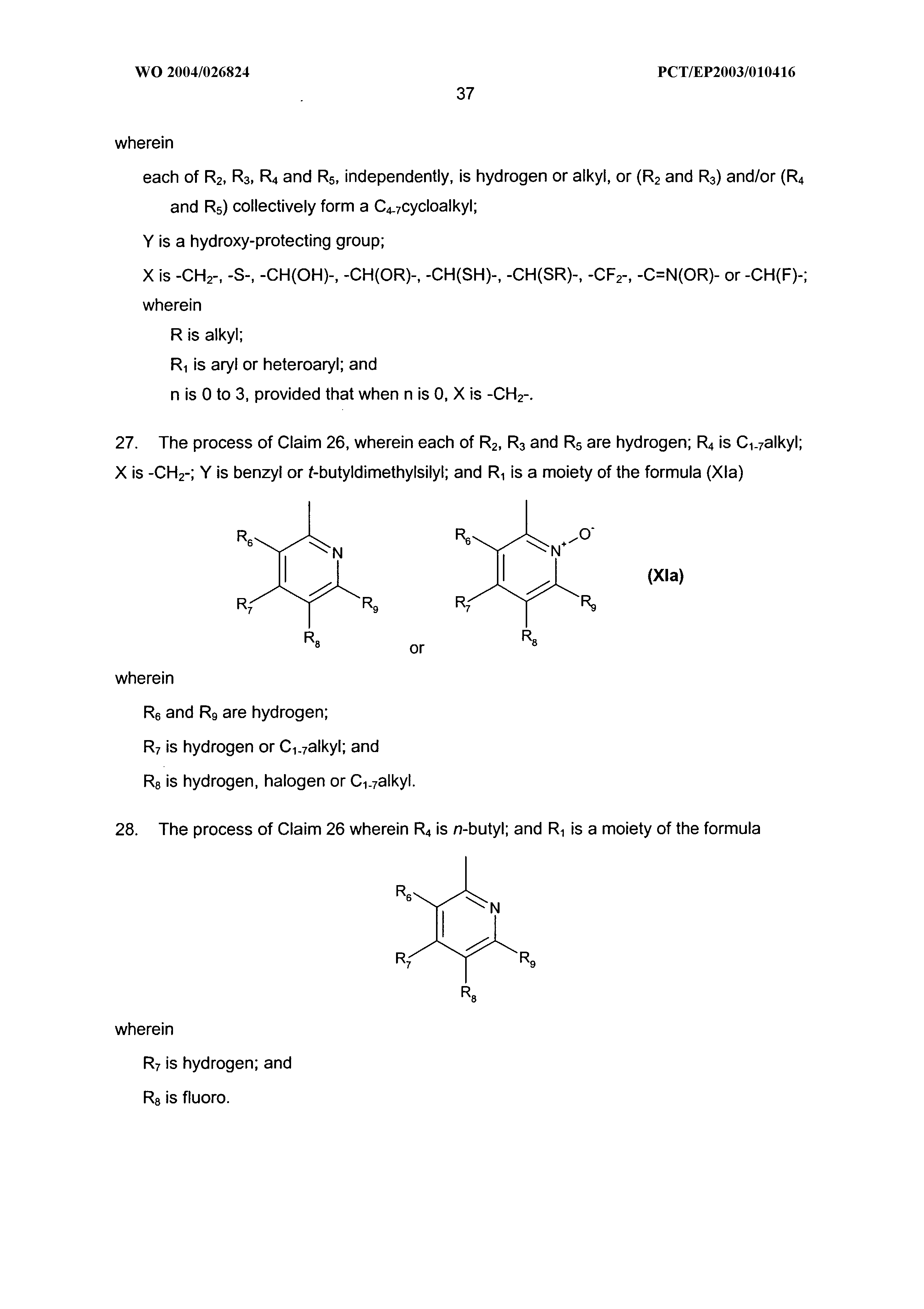 wo 2004 026824 a1 process for preparing intermediates the lens form x pct