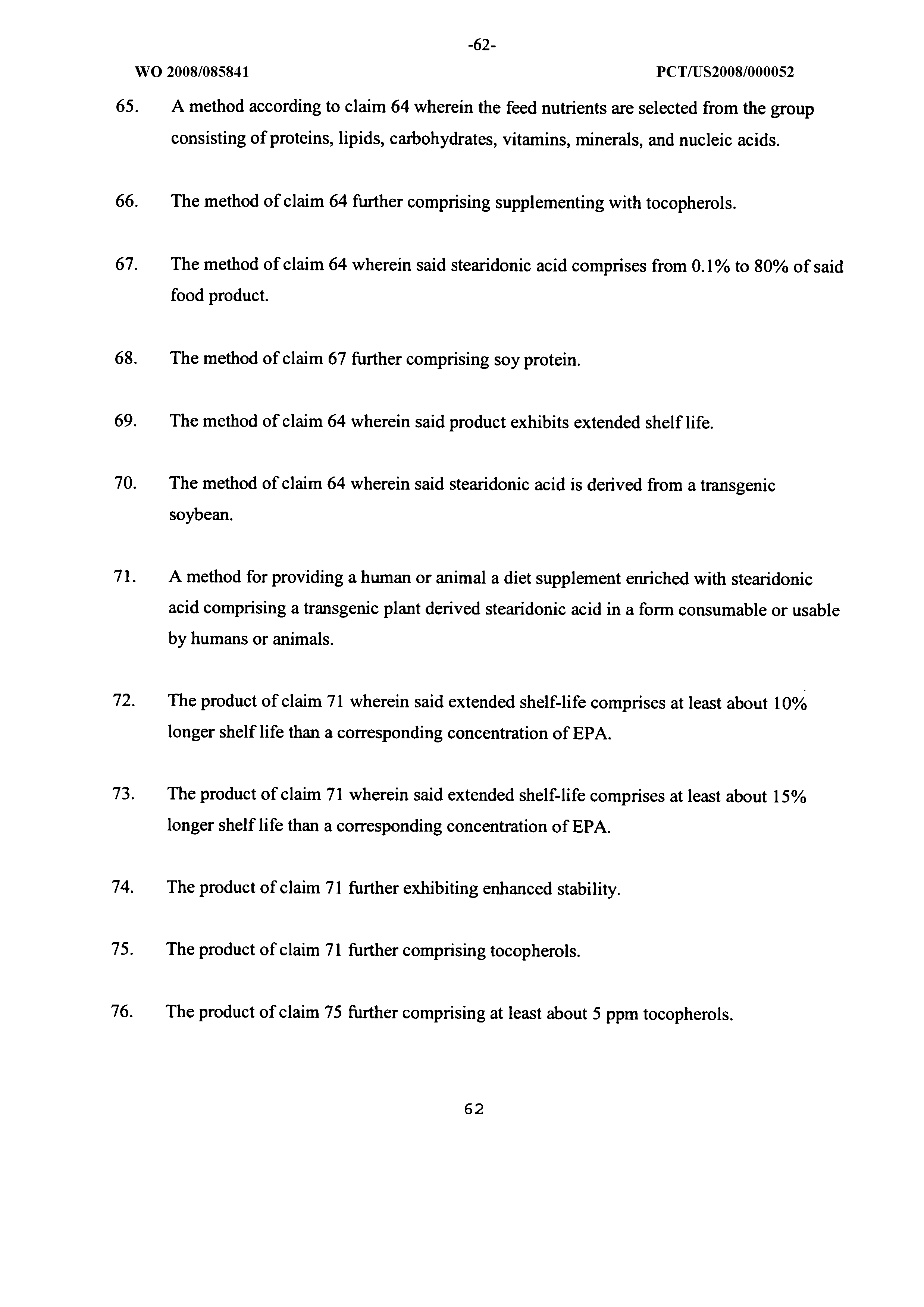 wo 2008 085841 a1 food compositions incorporating stearidonic acid stearidonic acid